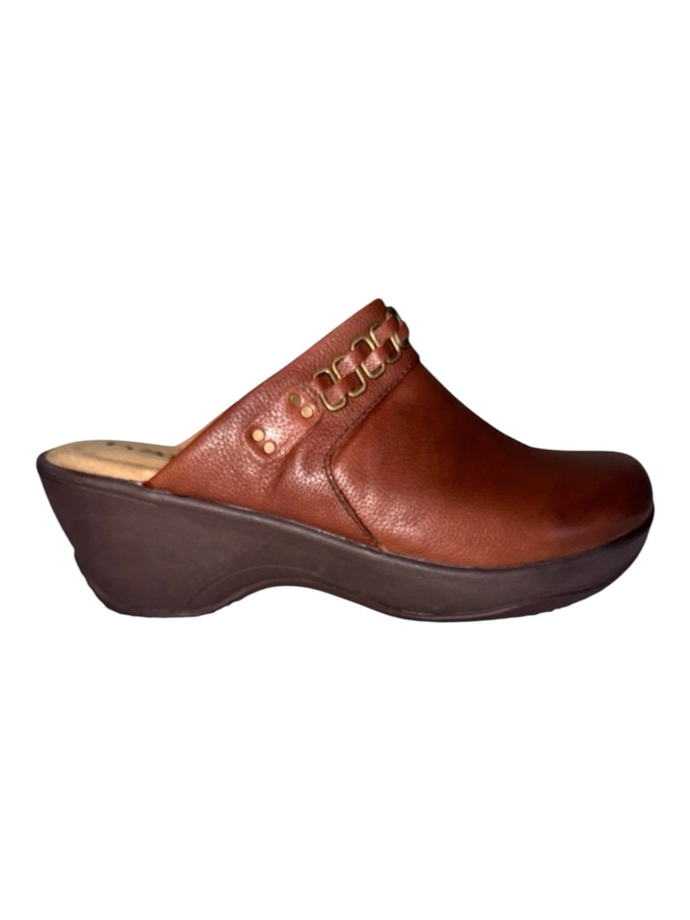 Hälsa Footwear Chloe Brown Leather Clog Slip-On Mule Orthotic Support Size 8.5M